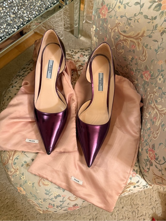 Prada Shoes - Prada Women’s Metallic Plum Pointed-Toe Pumps